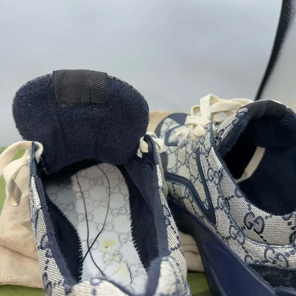 Gucci GG Rhyton Beige Blue Supreme Monogram Sneakers